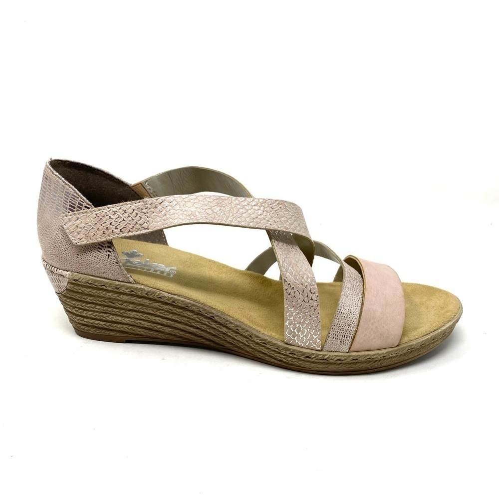 Rieker 62405-31 Fanny 05 Wedge Sandals Rose Synthetic